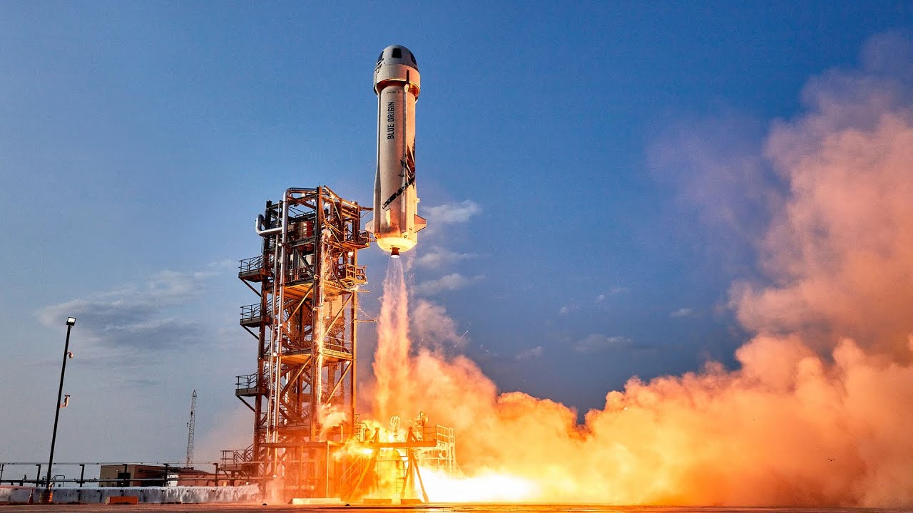 Смотрите в прямом эфире! Blue Origin New Shepard запускается для имитации гравитации Луны и многого другого - YouTube